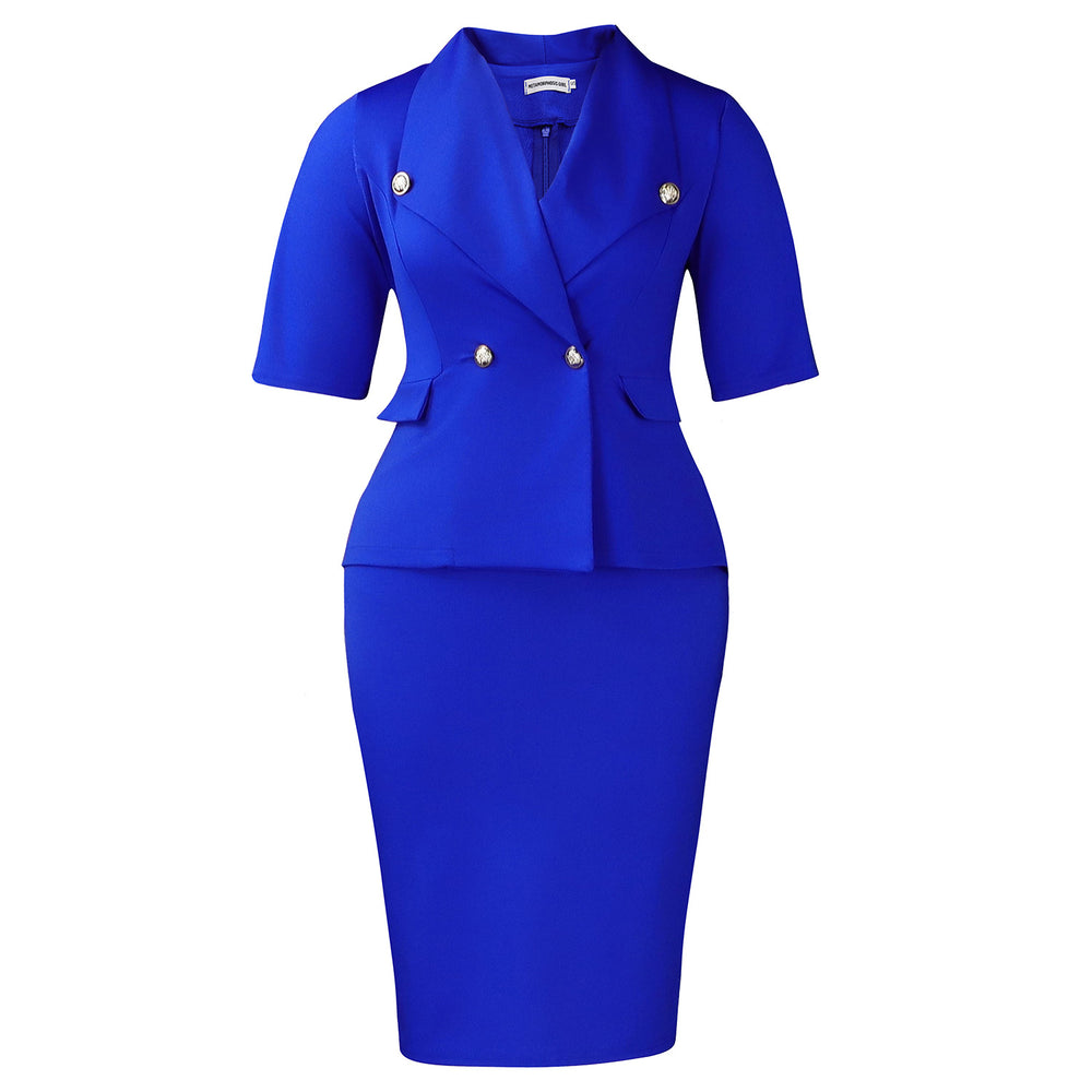 C8648 european and american export women's clothing cross-border new arrival large lapel five-sleeve high-waisted bodycon elegant african dress