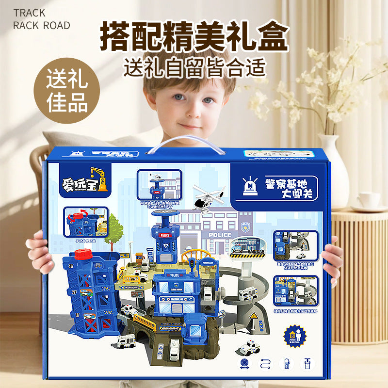 Construction track car sliding train parking lot car rush adventure 3 years old 4 boys educational kids toys