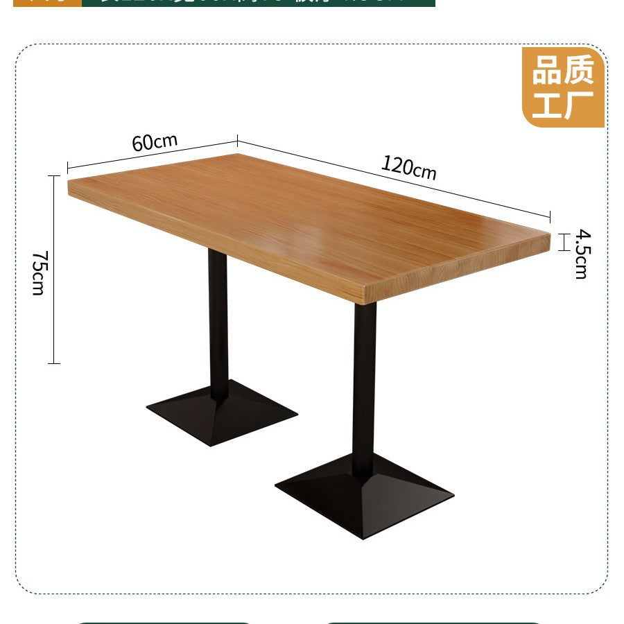 Cafe square table square wrought iron solid wood dining table commercial staff restaurant snack bar table and chair combination 1016