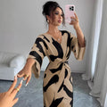 independent station spring and summer new arrivals: cross-border european and american women's clothing - all-over print fashion tie-up dress