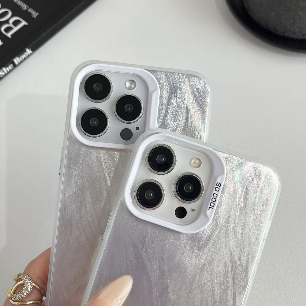 Feather yarn style suitable for apple 15promax mobile phone case small fragrance style iphone16 silver 13 colorful 12/13pro
