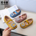 Vancahao niche design girls' rhinestone princess shoes,  spring/autumn new collection, children's low-cut bowknot flats