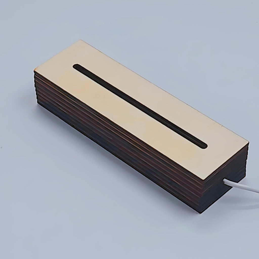 Wholesale long round wooden base night light USB handmade DIY water ripple splicing wood luminous base