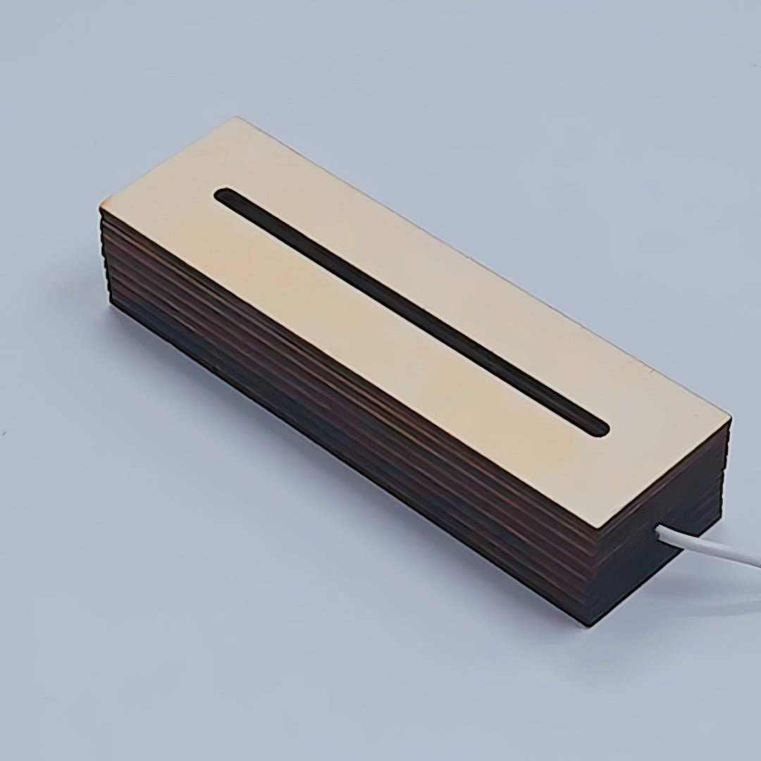 Wholesale long round wooden base night light USB handmade DIY water ripple splicing wood luminous base