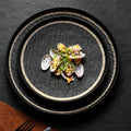 Creative nordic frosted edge steak plate - high-style stone texture ceramic serving dish for restaurant and home use