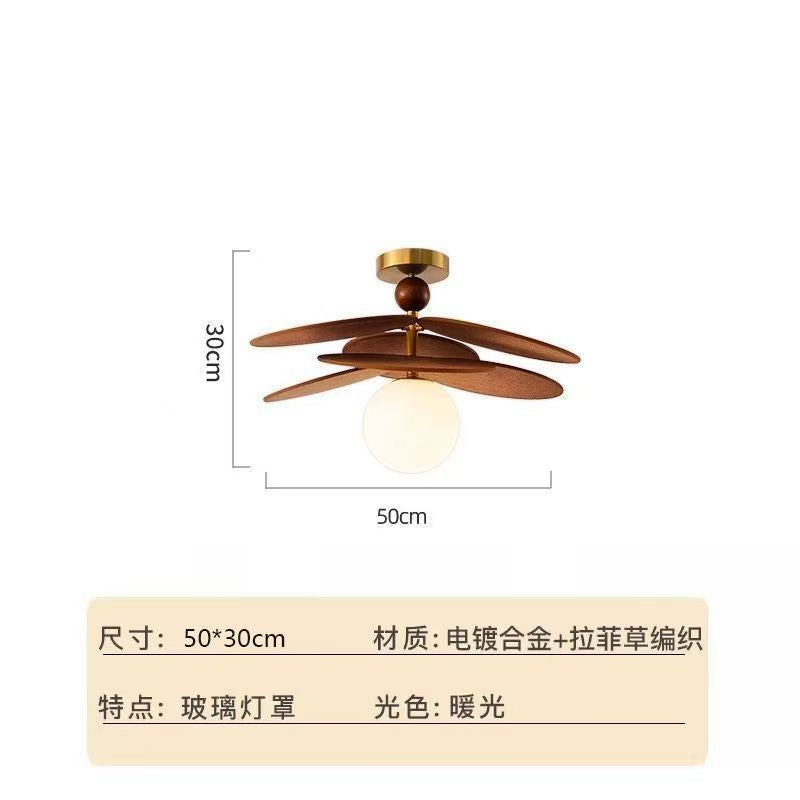 French rattan magic bean chandelier retro bedroom study dining room lamp japanese style b&b living room medieval style ceiling lamp