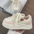 spring new thick-soled platform sneakers, korean style cute white shoes, girls' versatile all-match shoes, perfect for skirts, student casual shoes