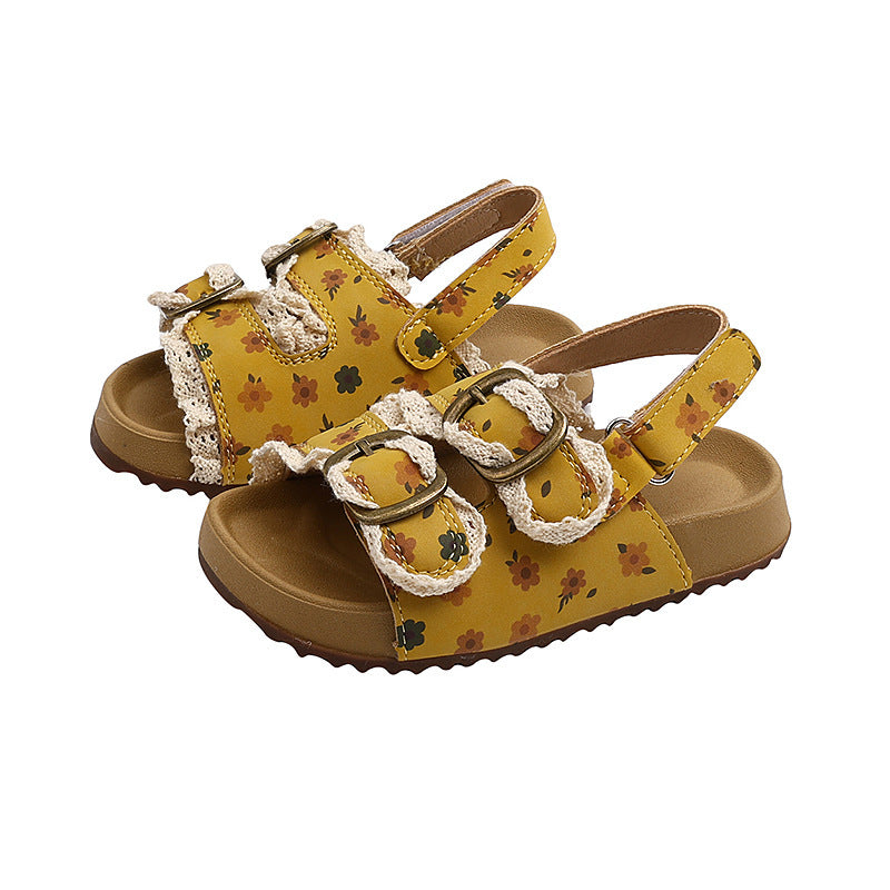 Baby cork beach sandals - new summer korean style girls' shoes - fashionable and chic princess sandals - open toe kids' shoes