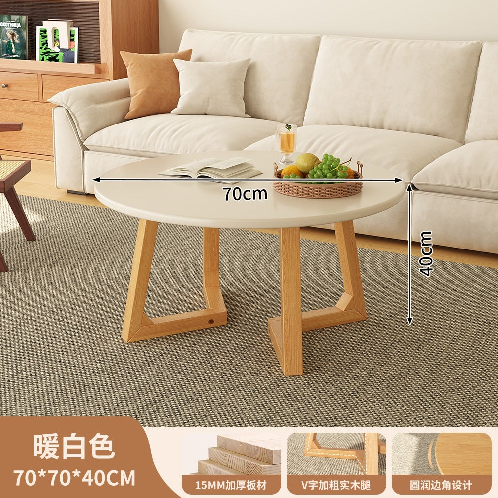 Japanese style solid wood living room coffee table small apartment insfor home log style round side table casual dining tea table