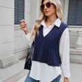 Fashion cross-border export new women's clothing  independent station v-neck loose outer vest vest waistcoat sweater