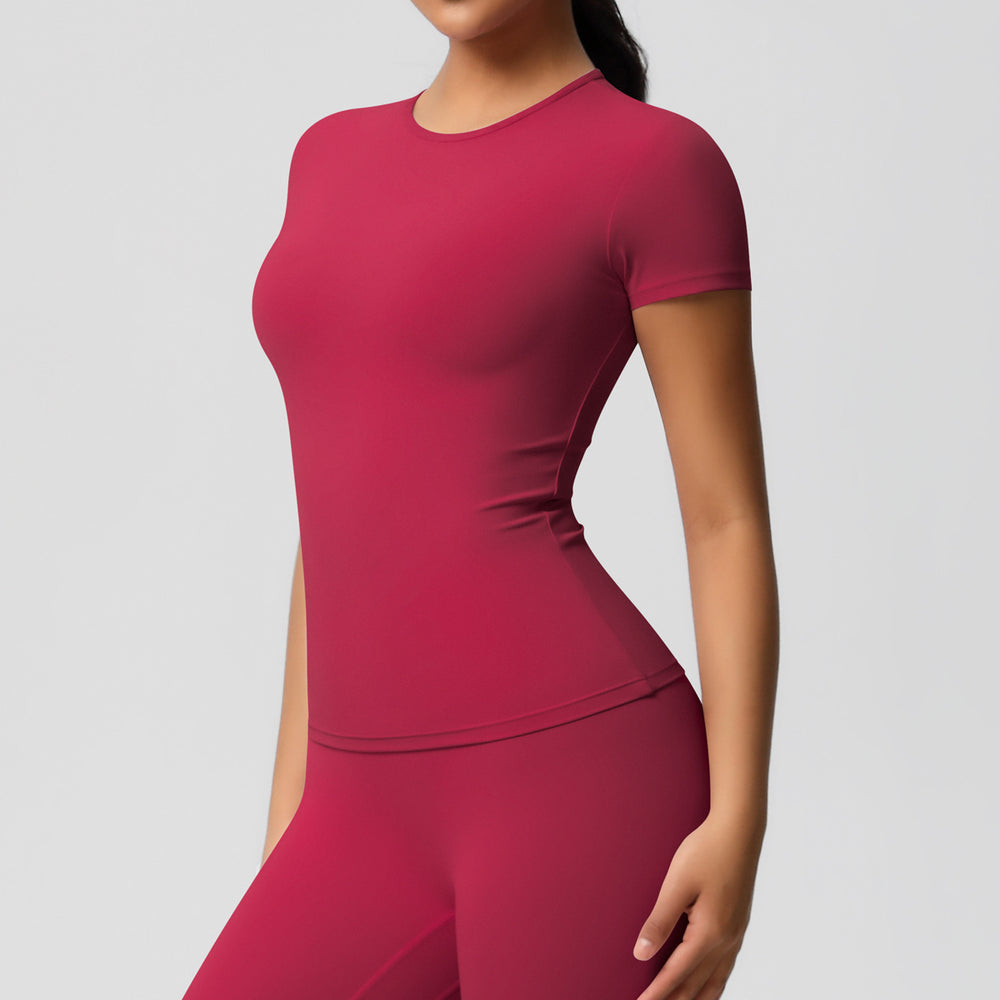 Ready-to-ship cross-border double-sided brushed, form-fitting, breathable solid color training yoga set, eight-piece athletic running fitness outfit for women