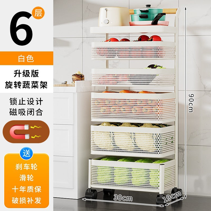 Kitchen trolley storage rack - multi-tier, space-saving, mobile, multi-functional organizer for fruits, vegetables, snacks, and general storage