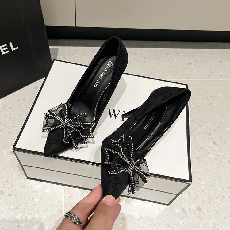 34-43 high heels plus size 41-42 bows stiletto sense of designniche styleelegant fairy wedding shoes two-wear flats