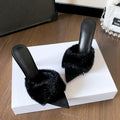 Yx 2025 autumn/winter new collection: stylish and versatile warm fuzzy slides - pointed toe stiletto heel mules