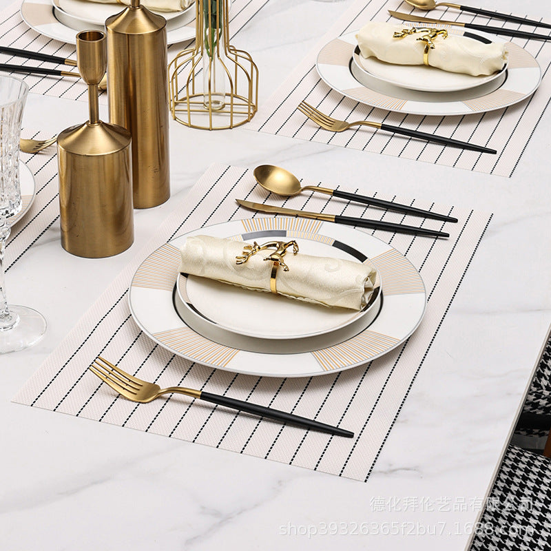 Nordic light luxury western dinnerware set - model room display, modern home dinner plates, minimalist western dinner plates, high-end plating