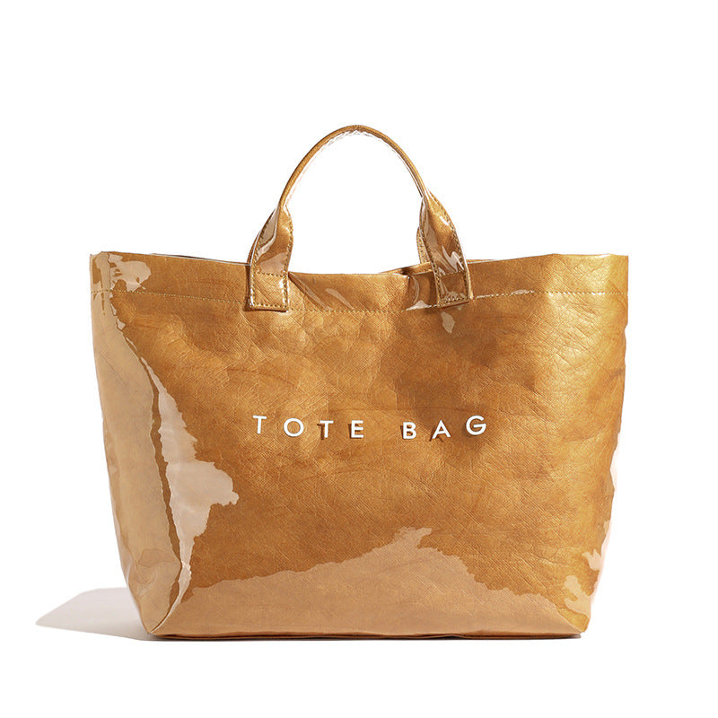 Customized washed composite DuPont paper bag Customized kraft paper tote bag Textured waterproof handbag Environmental protection bag tide