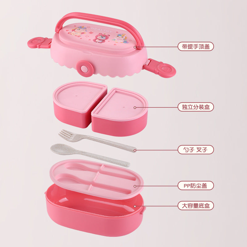 Cute lunch box with dividers, microwaveable bento box for office workers, fruit container, children's spring outing lunch box, picnic box