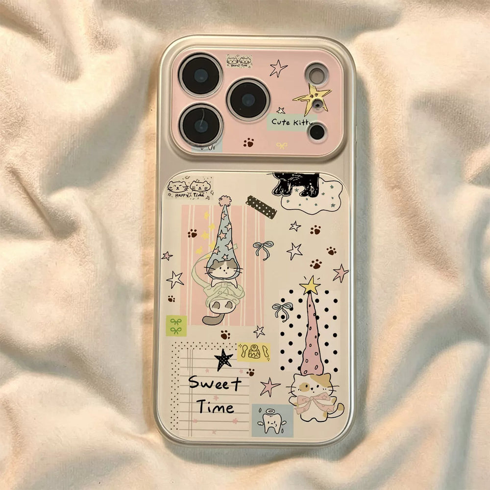 Long hat cat phone case for iphone 18, apple 17 pro max, bowknot star 16, anti-drop protective cover