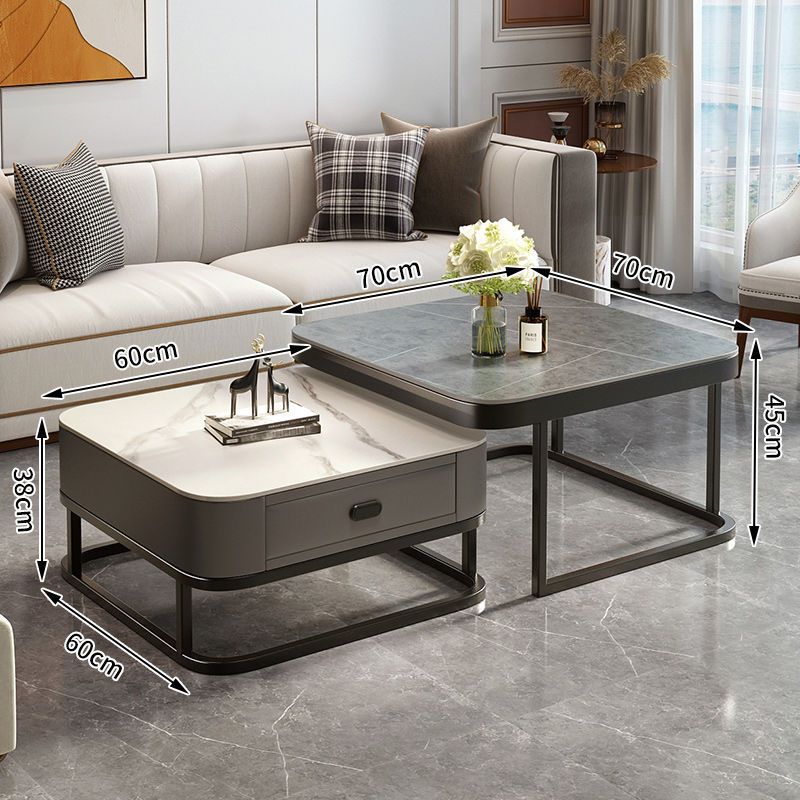 Modern minimalist sintered stone coffee table - luxury, trendy, space-saving design for small living rooms - available in various sizes for creative home combinations