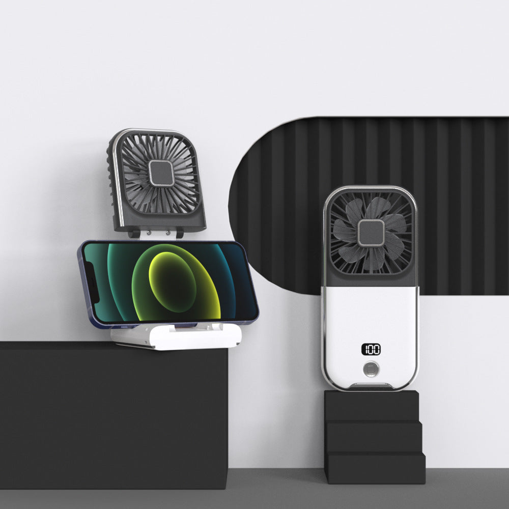2026 cross-border desktop foldable mini fan, handheld usb high-velocity outdoor power bank neck fan - japanese & korean style
