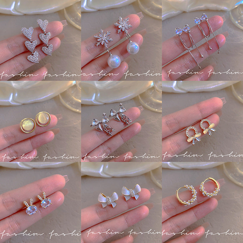 925 silver needle pearl zircon earrings for women classysenseniche style cold style forest style earrings wholesale