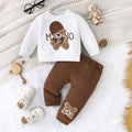 cross-border e-commerce children's wear: new autumn/winter cartoon letter hat bear embroidered hoodie and pants two-piece set