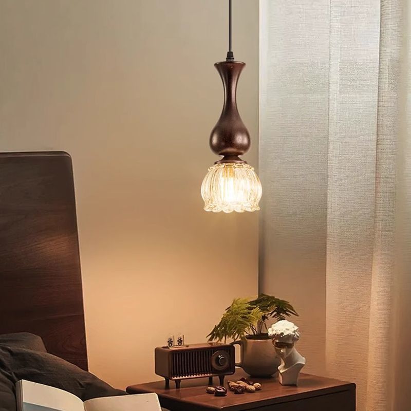 Medieval style lamps bedroom bedside small chandelier bedside table retro restaurant aisle new chinoiserie single head long hanging lamp