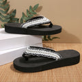 2025 summer new fashion lace rhinestone platform slippers women's aliexpress plus size wedge heel flat sandals