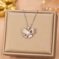 8442 pearl enamel butterfly steel necklace