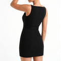 new summer women's clothing: cross-border european and american style dress - slim fit, elegant solid color french mini dress
