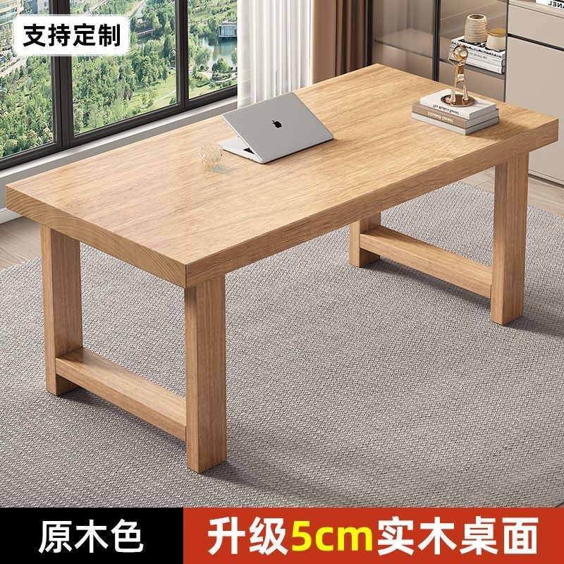 Solid wood desk - rectangular computer desk for bedroom, home office, and study - ideal for middle school students and workspaces
