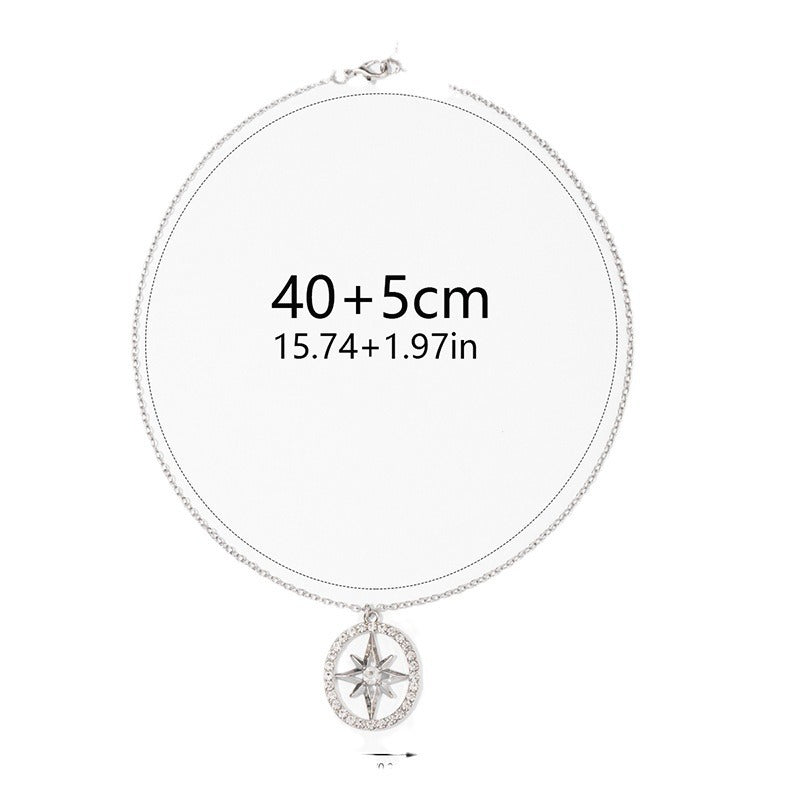 Sweater necklace wholesale cross-border autumn/winter jewelry women's fashion diamond-studded circle unique versatile light luxury hexagram pendant