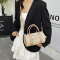 crossbody bag for women, large capacity, 2025 summer letter print, straw woven backpack, trendy shoulder tote bag
