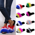 Fashion real fur ostrich fur slippers women's winter flip-flops fur fur women's shoes outwear cotton slippers outwear slippers women