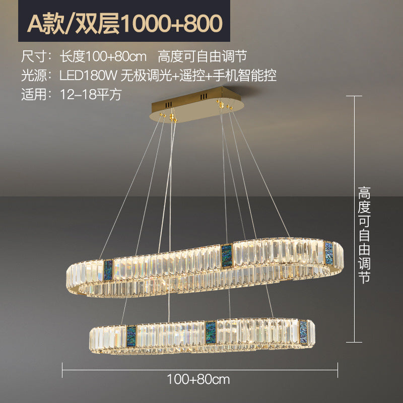 Living room crystal chandelier light luxury combination modern simple dining room master bedroom light 2022 new whole house package lighting