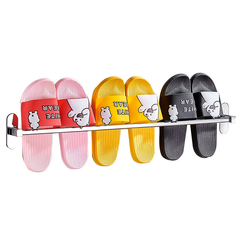 Stainless steel slipper rack bathroom toilet non-punching wall wall-mounted toilet door rear drain shoe storage rack