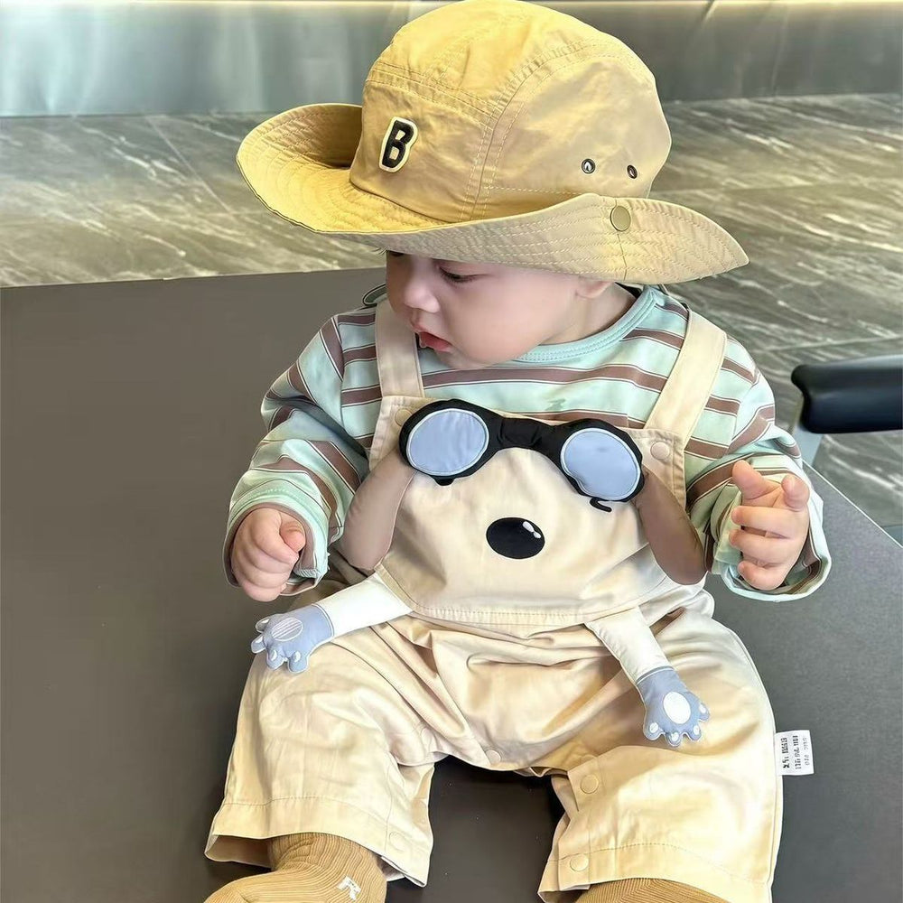 Spring outfit set for baby boys and girls: new stylish korean style two-piece set - includes a base layer top and overalls for infants and toddlers