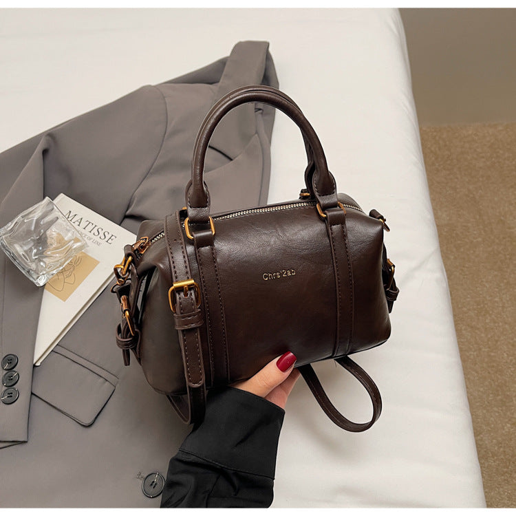 New arrivalretrosatchel boston bag women 2025k-stylefall and wintereasiest for match women's bag foreign elegant shoulder crossbody bag
