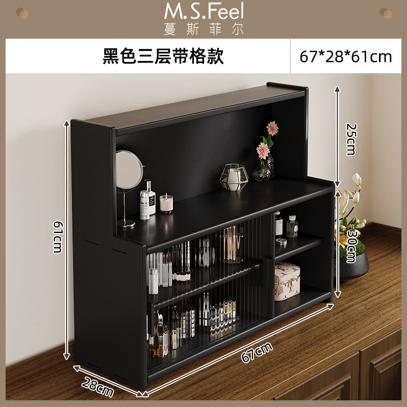 Solid wood desktop cosmetics storage box rack countertop sundries storage cabinet desk figure display finishing cabinet