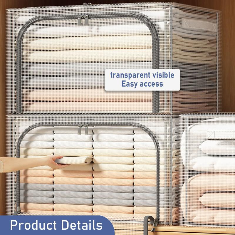 24L/66L/100L Clothes Storage Box Transparent Foldable