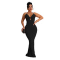 C7116 cross-border   fashion women's sexy slim-fit camisole v-neck backless dress