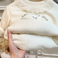 Fall and wintergirlstrendy three-layer quilted thickened cotton coat baby girl sweatshirtlong sleevestopskids clothes children's clothing