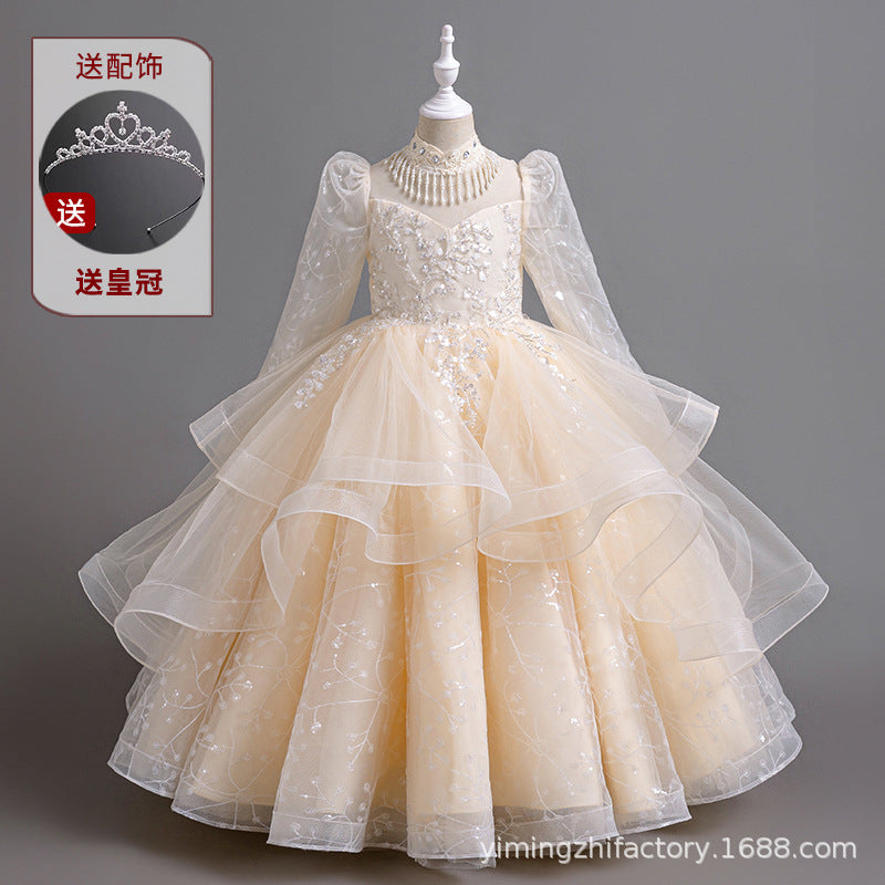kids catwalk performance dress new arrival children's clothing girl spring and summer dress evening dress princess skirt tutu skirt