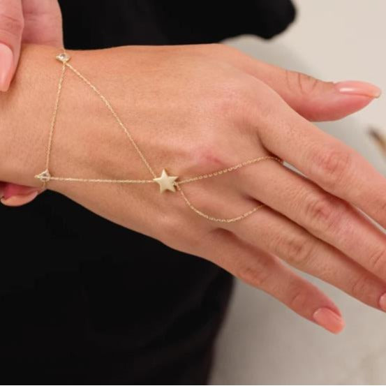 European and american cross-border new fashion light luxury star small niche women's finger chain
