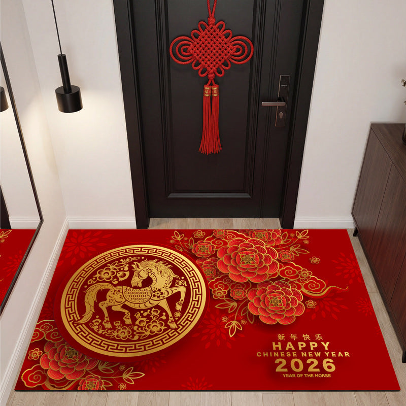 2026 year of the horse new year spring festival red doormat festive entrance mat entrance foot mat dust removal doorway carpet