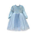 spring new girls' princess dress birthday dress fleece-lined formal gown puffy mesh heavily embellished frozen-inspired dress