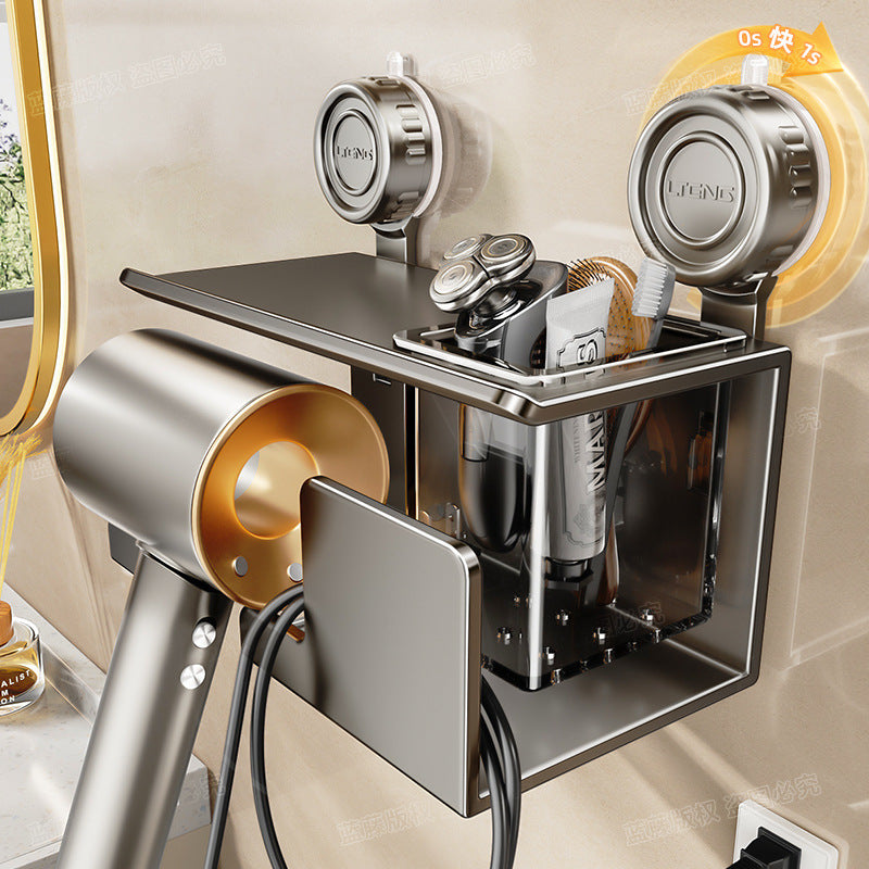 [Sample customization] Suction cup hair dryer rack, bathroom rack, non-punching bathroom, toilet wall storage box