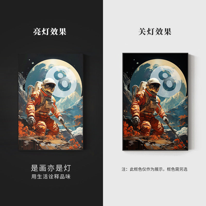 Black eight ball astronaut billiard hall wall decoration painting luminous billiard room hanging painting chess and card club atmosphere light painting
