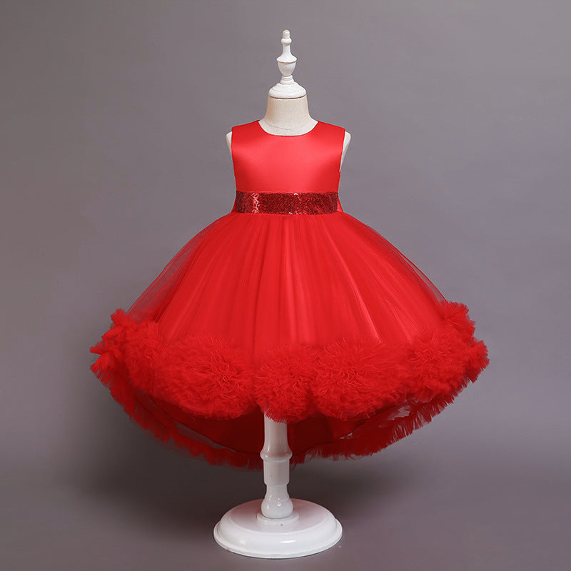 kids dress wave ball flower trailing skirt girl children's day kids program performance princess skirt baby dress