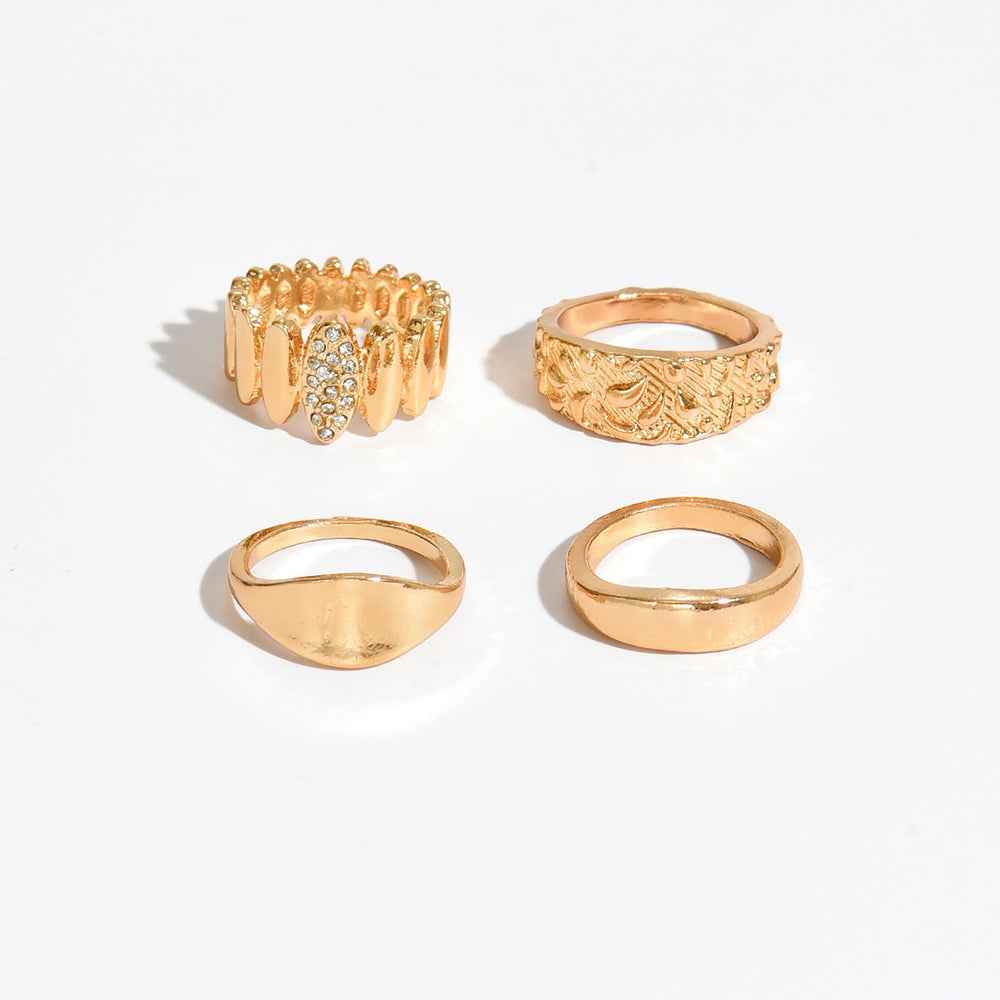 European and american cross-border jewelry: irregular metal shiny ring set - minimalist, stylish, and trendy knuckle rings wholesale